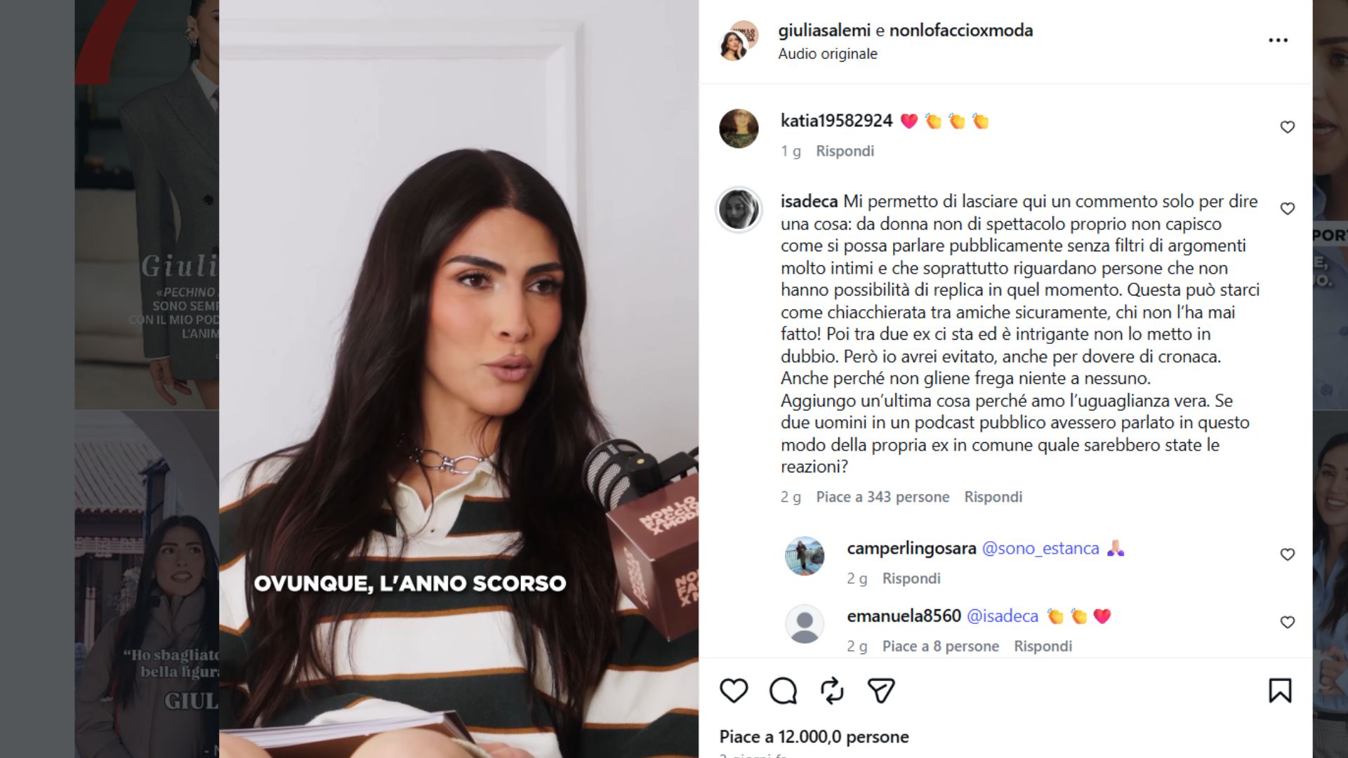 Il commento della fidanzata di Monte sotto il post Instagram di Salemi
