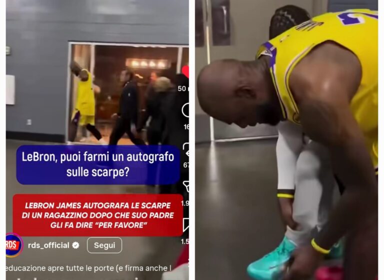 LeBron James firma le scarpe di un fan-Fonte: Instagram