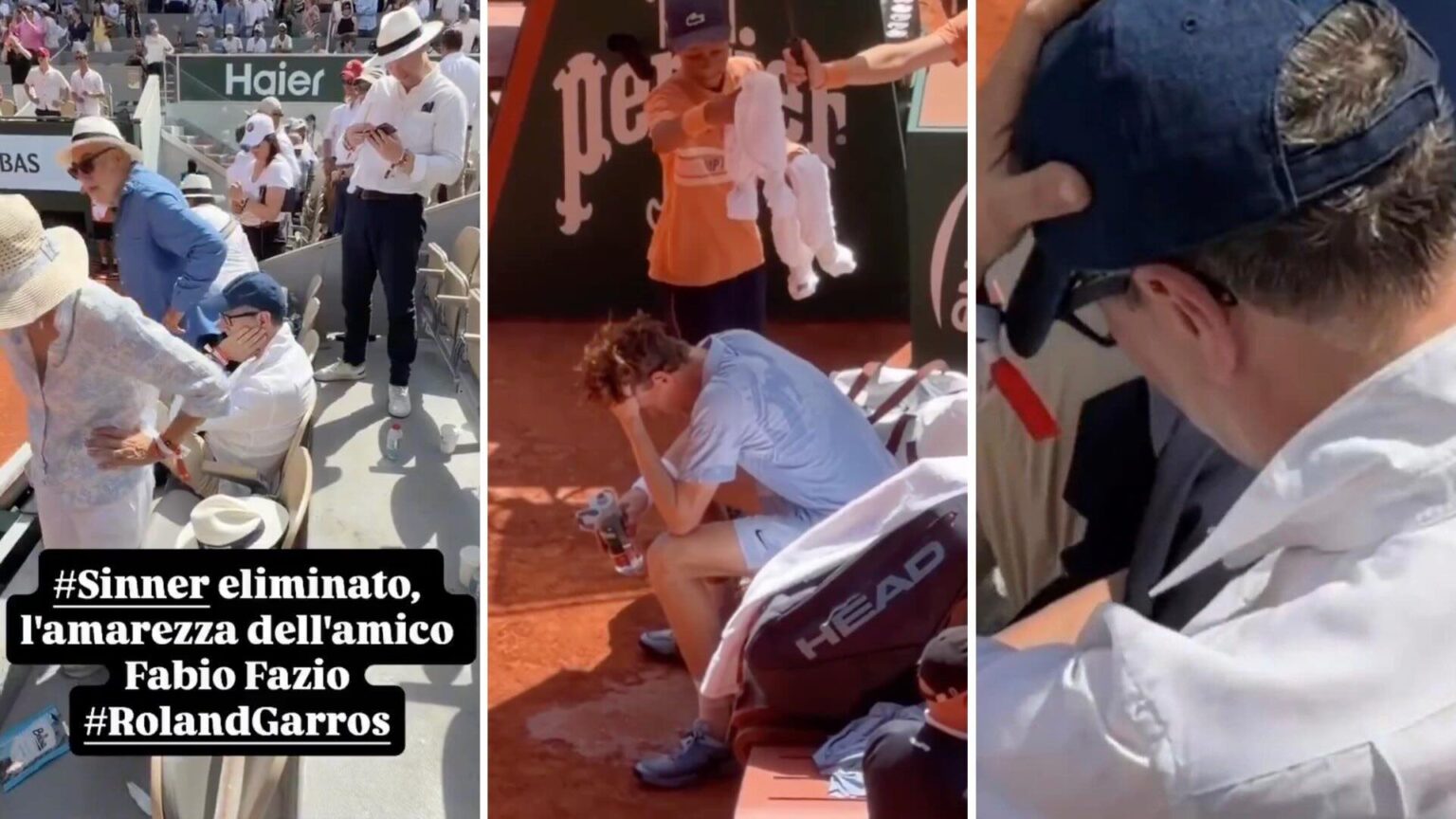 Fabio Fazio e Sinner al Roland Garros 2026
