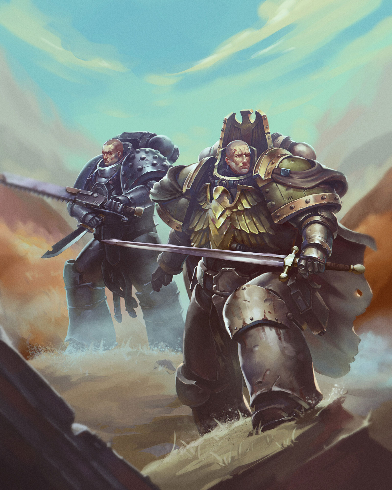 Nathaniel Garro and Garviel Loken by Vitaly Perevoshikov