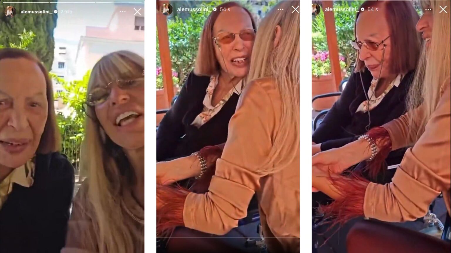 Alessandra Mussolini e sua mamma in dei video Instagram