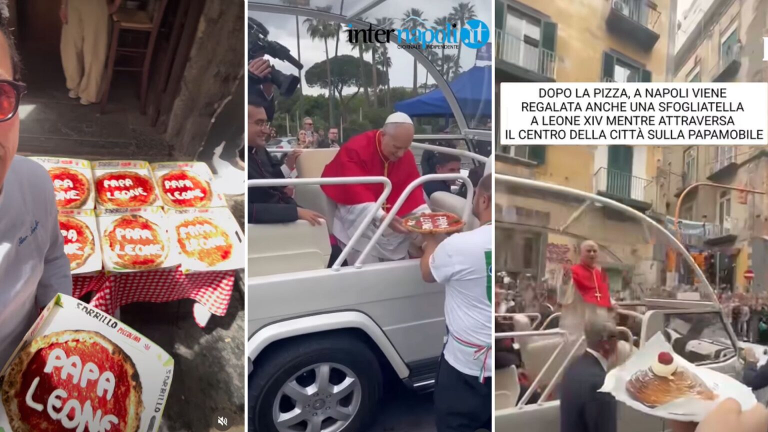 I video virali del Papa che accetta la pizza e la sfogliatella a Napoli