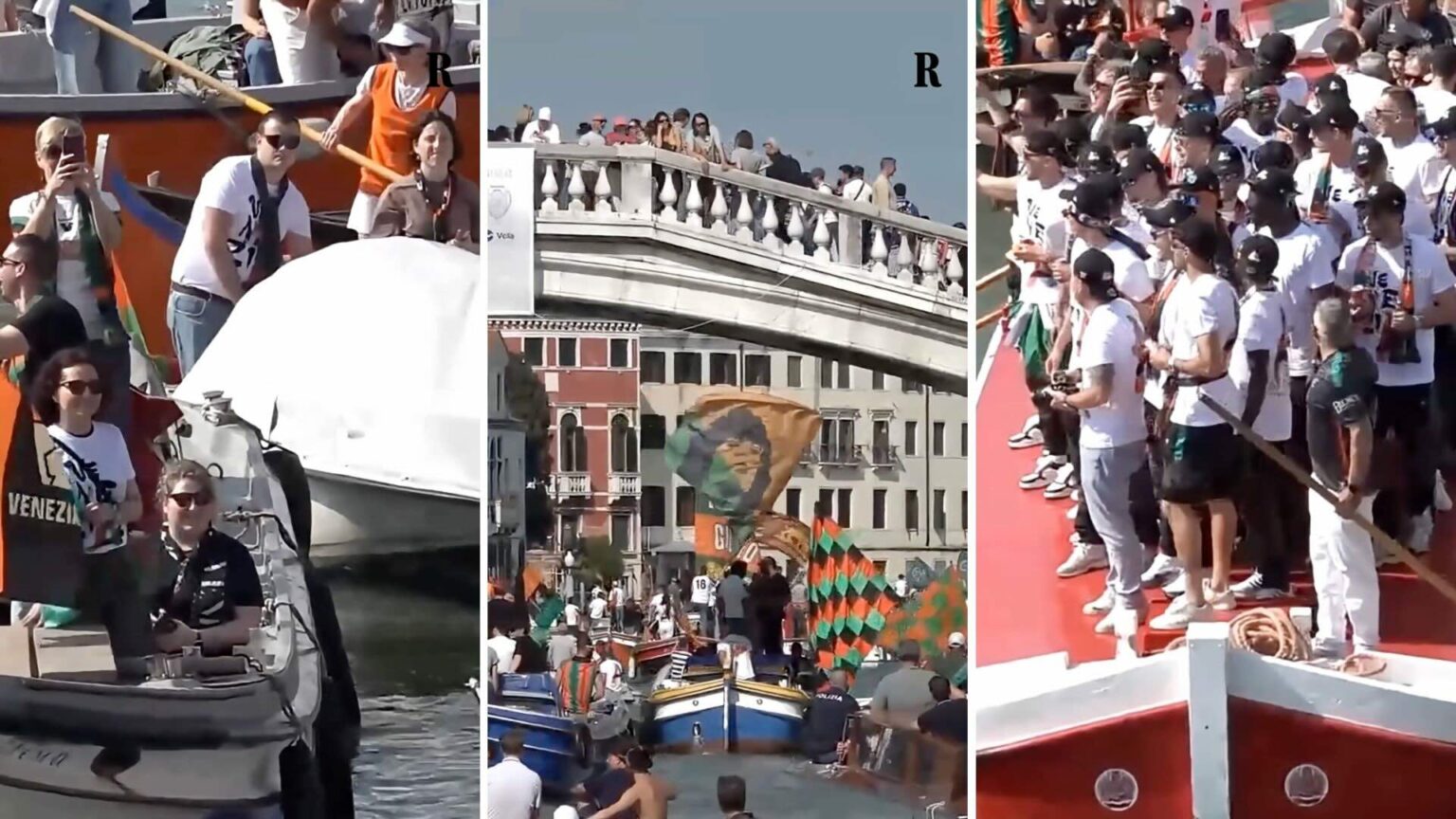 enezia festeggia la Serie A con una parata unica al mondo