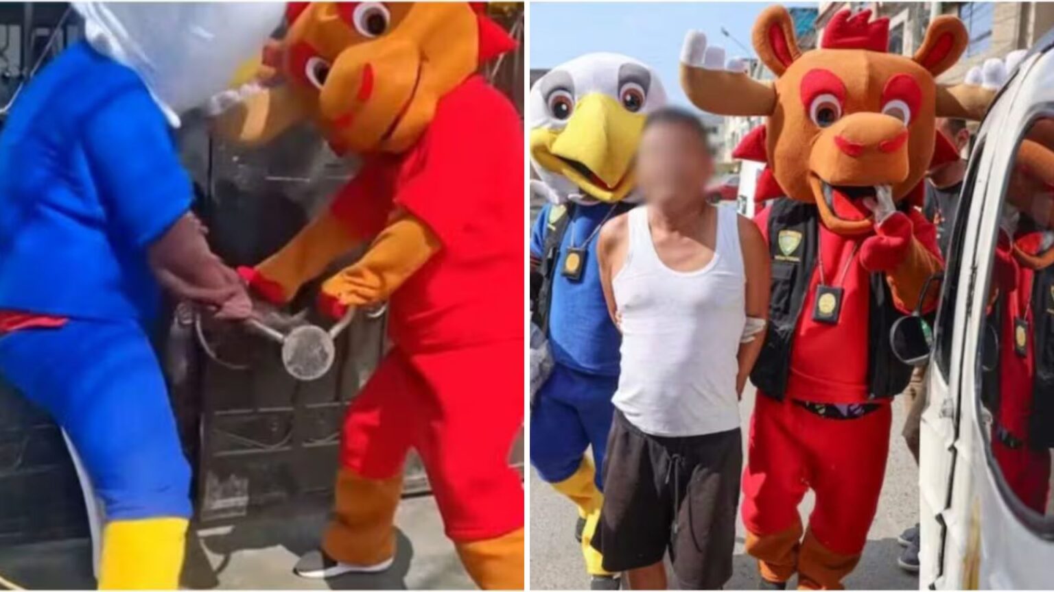Polizioti travestiti da mascotte dei Mondiali 2026