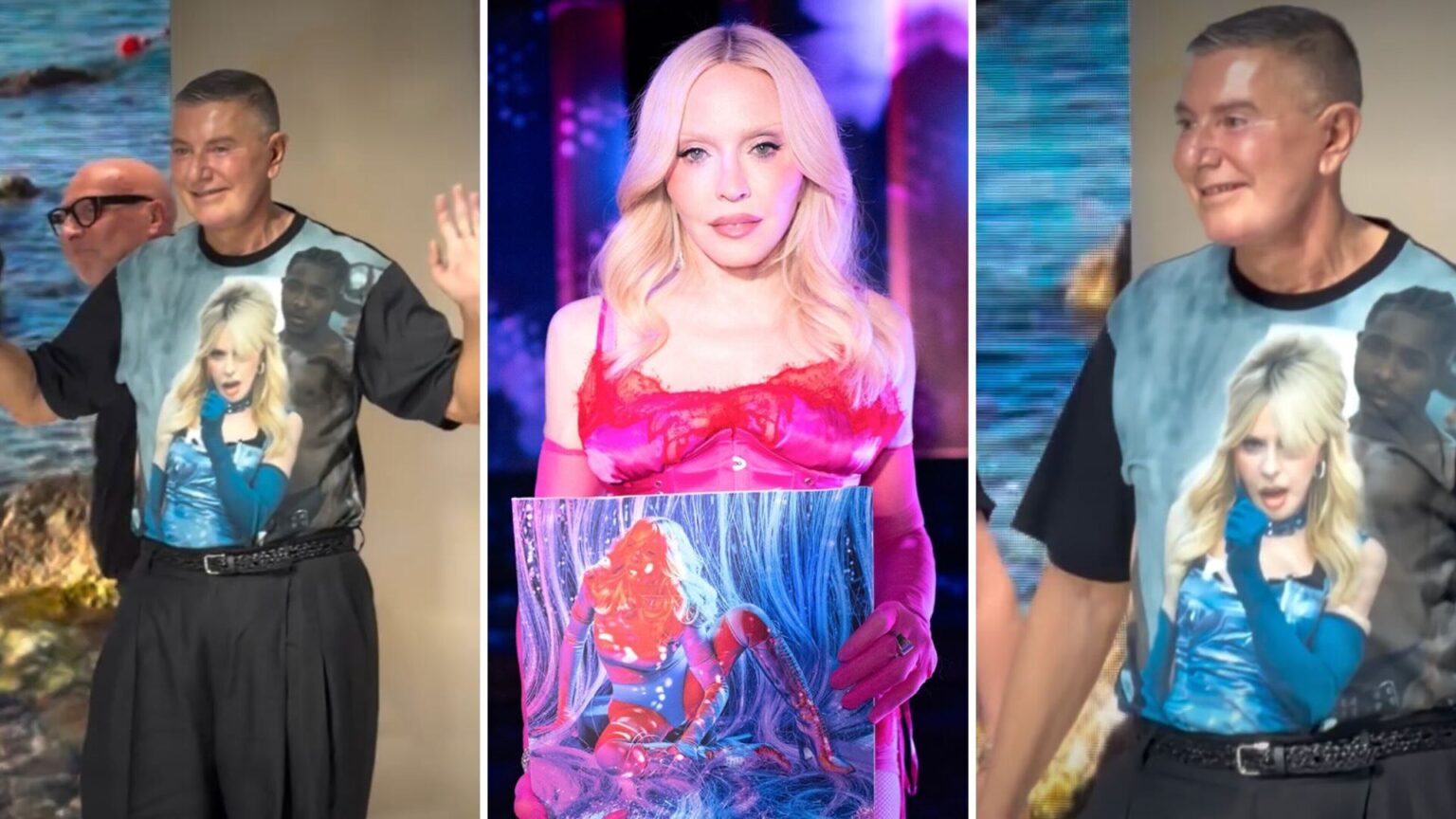 Madonna conquista anche la passerella di Dolce&Gabbana: il gesto finale di Stefano Gabbana ruba la scena alla sfilata Stefano Gabbana con una t-shirt dedicata a Madonna