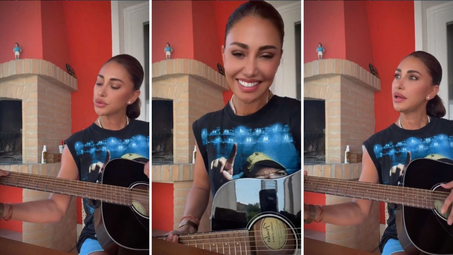 Belén Rodriguez con la chitarra