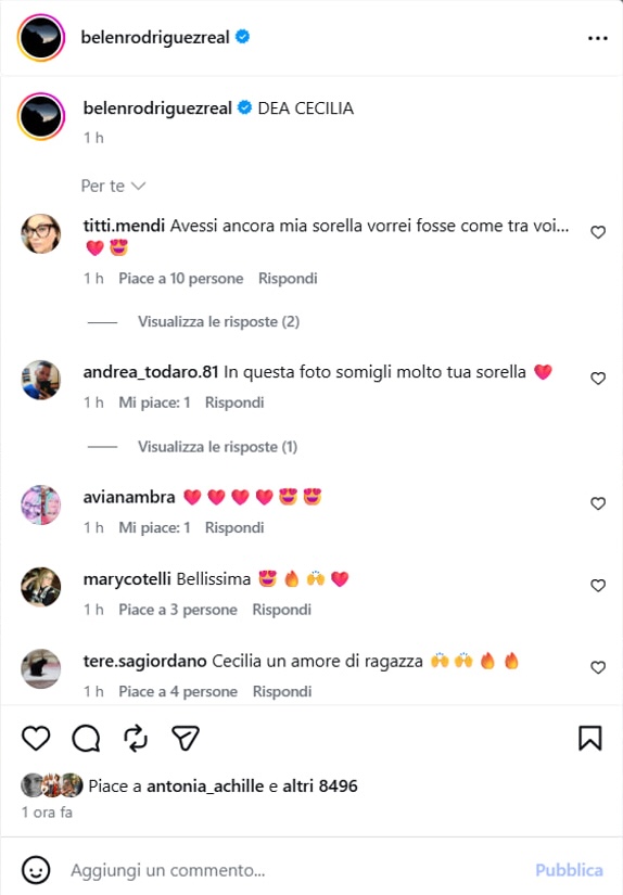 Il messaggio di Belén Rodriguez a Cecilia Rodriguez