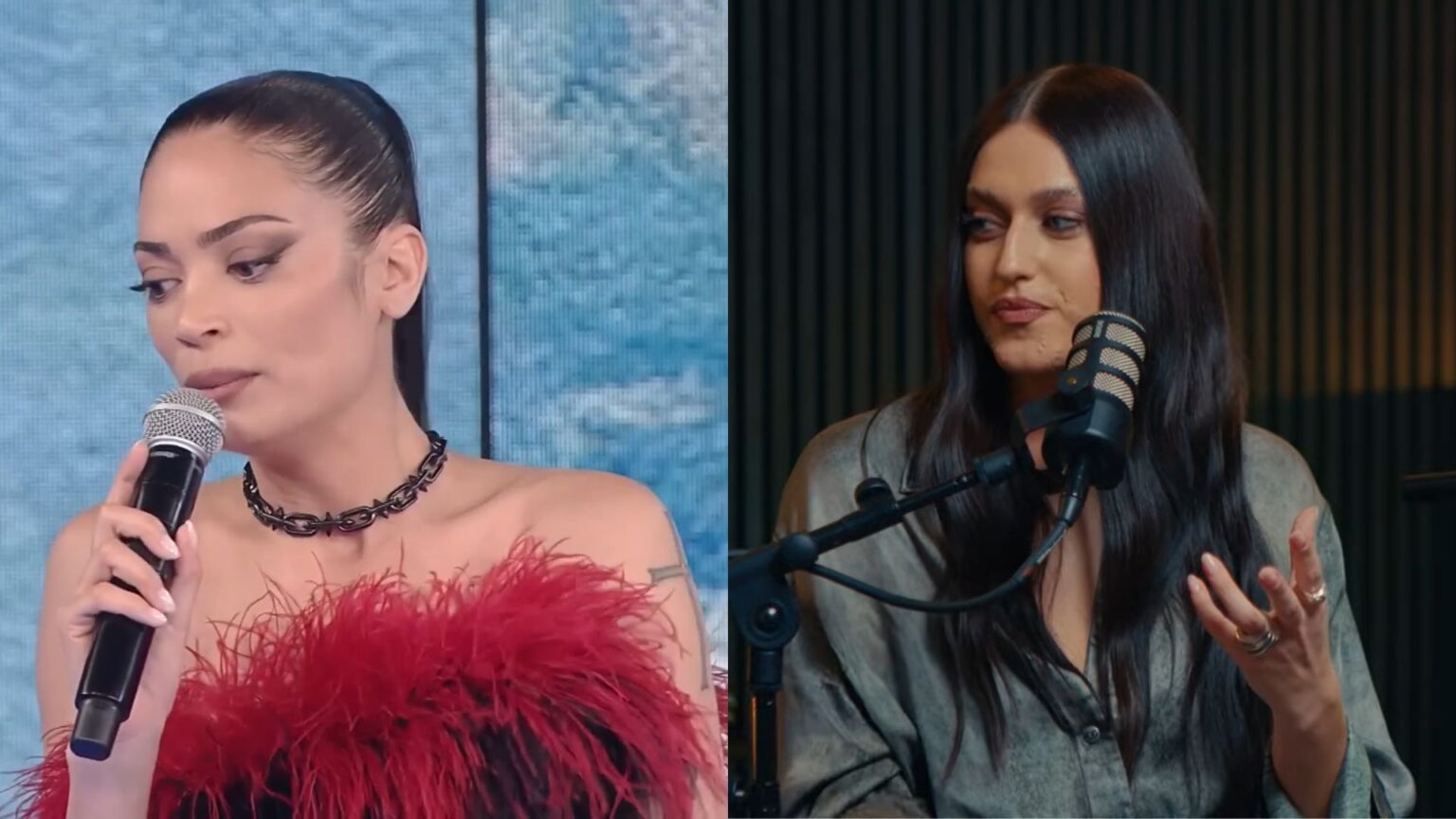 Elodie e Gaia durante delle interviste