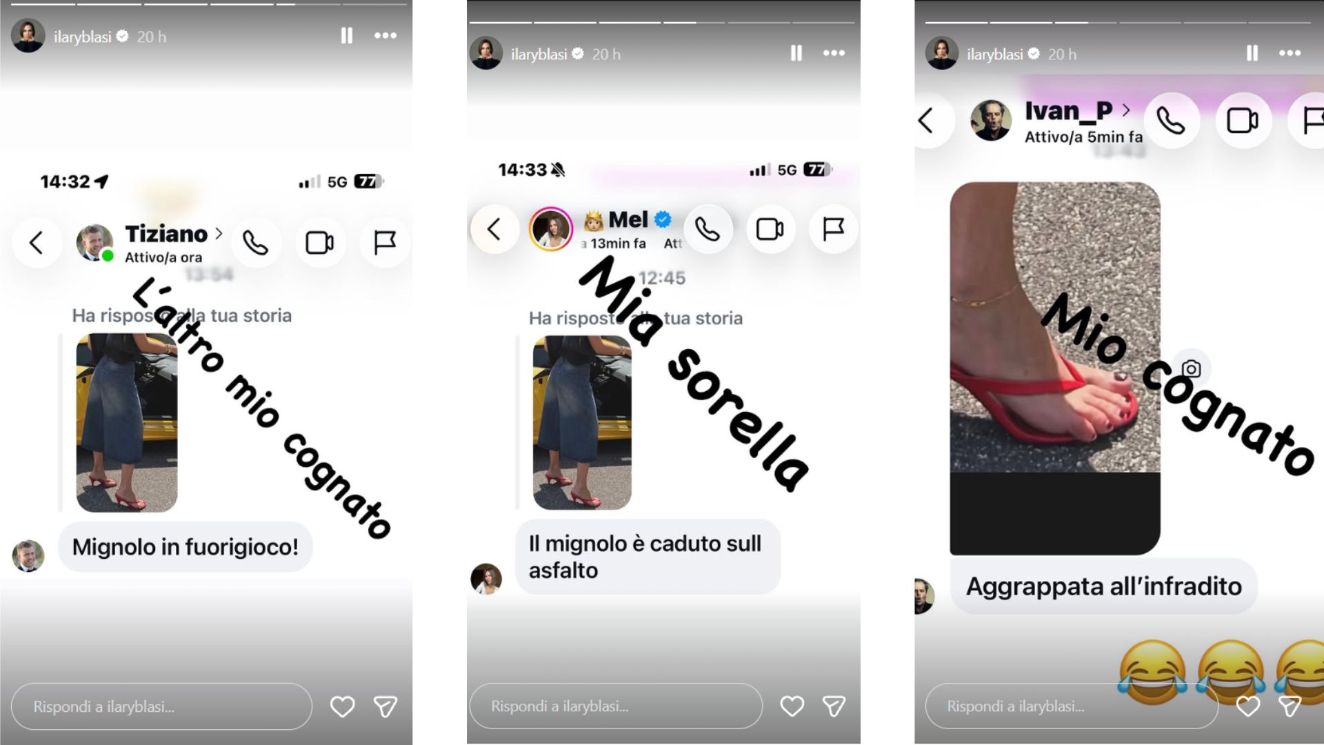 Screenshot delle Instagram stories di Ilary Blasi